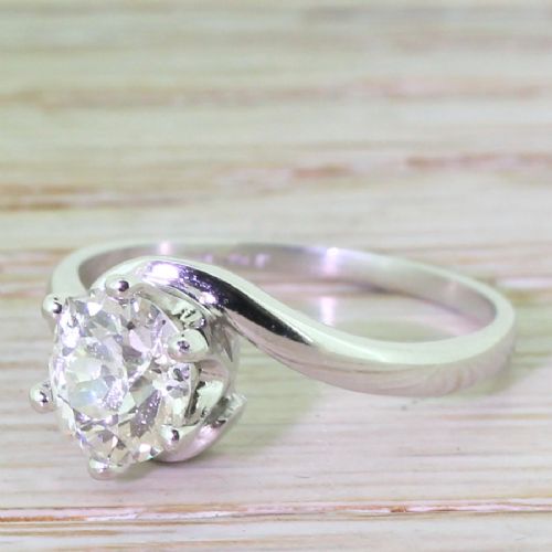 Mid Century 1.15 Carat Old Cut Diamond Engagement Ring, Circa 1950
