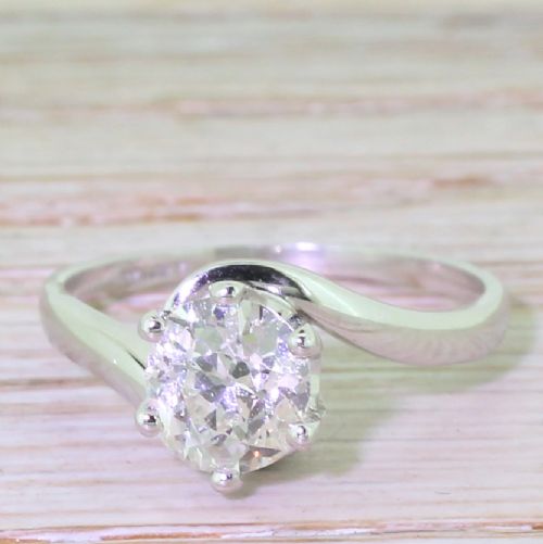 fig 1. Mid Century 1.15 Carat Old Cut Diamond Engagement Ring, circa 1950