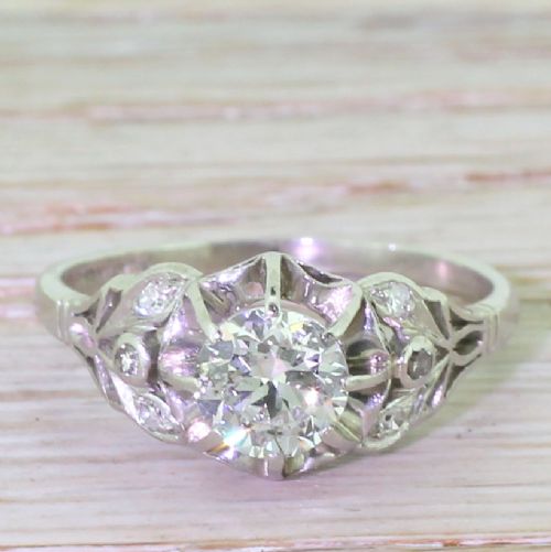 fig 1. Art Deco 0.70 Carat Old European Cut Diamond Engagement Ring, circa 1925