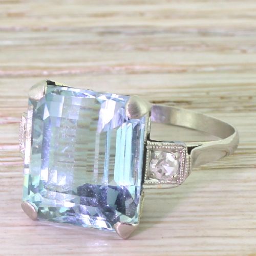Retro 12.20 Carat Aquamarine Cocktail Ring, Circa 1945

