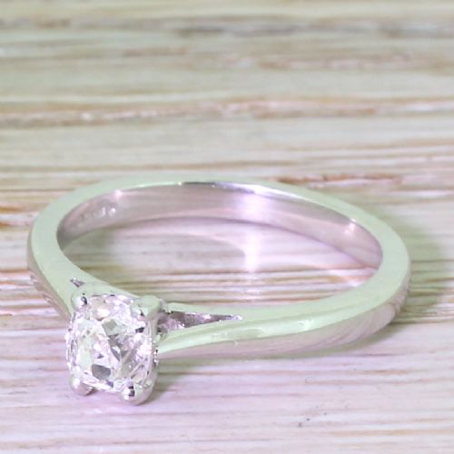 0.66 Carat Old Cut Diamond Engagement Ring, Platinum
