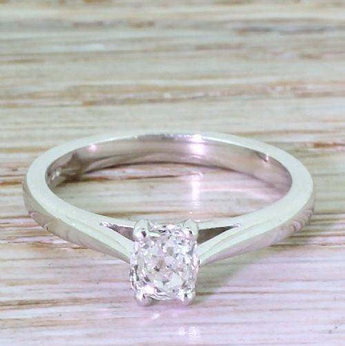 fig 1. 0.66 Carat Old Cut Diamond Engagement Ring, Platinum