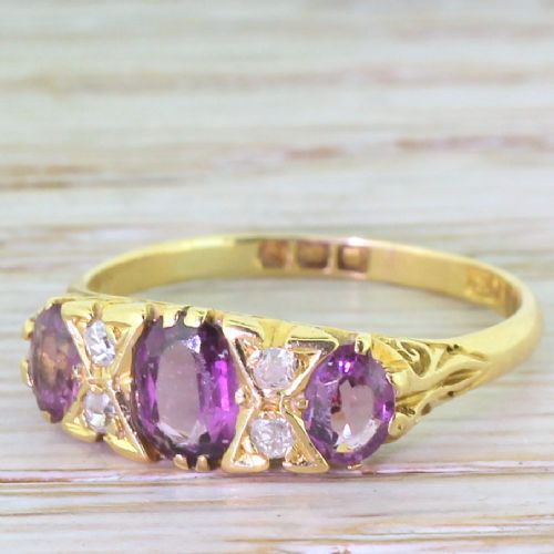 Victorian 1.00 Carat Amethyst Trilogy Ring, Circa 1900
