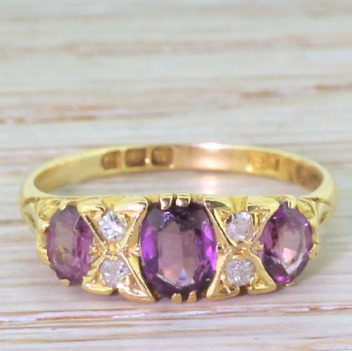 fig 1. Victorian 1.00 Carat Amethyst Trilogy Ring, circa 1900