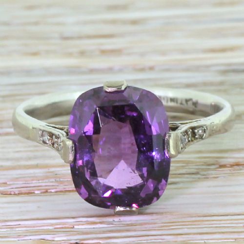fig 1. Art Deco 4.28 Carat Natural Purple Sapphire Ring, circa 1920