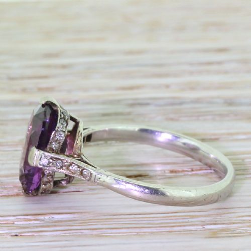 fig 2. Art Deco 4.28 Carat Natural Purple Sapphire Ring, circa 1920