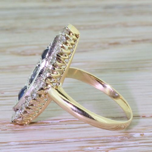 fig 2. Art Deco Sapphire & Old Cut Diamond Navette Ring, circa 1930