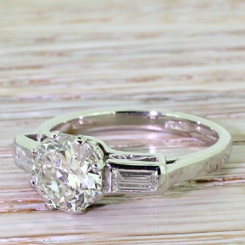 Art Deco 1.50 Carat Old European Cut Diamond Engagement Ring, Circa 1920

