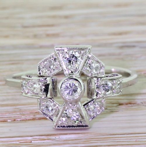 fig 1. Art Deco 0.41 Carat Diamond Cluster Ring, circa 1940