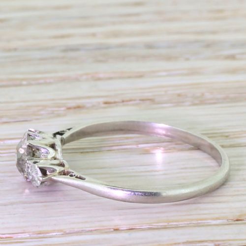 fig 2. Art Deco 0.90 Carat Old Cut Diamond Trilogy Ring, circa 1925