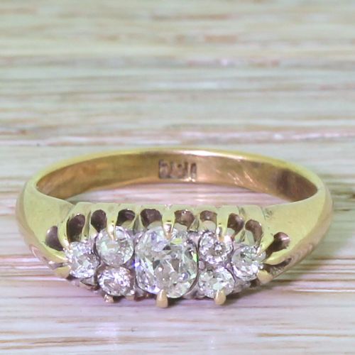 fig 1. Victorian Old Cut Diamond Seven-Stone Cluster Ring, circa 1870