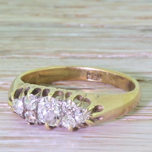 Victorian Old Cut Diamond Seven-stone Cluster Ring, Circa 1870
