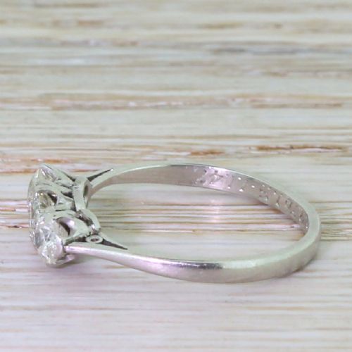 fig 2. Art Deco 0.65 Carat Old Cut Diamond Trilogy Ring, dated 1947