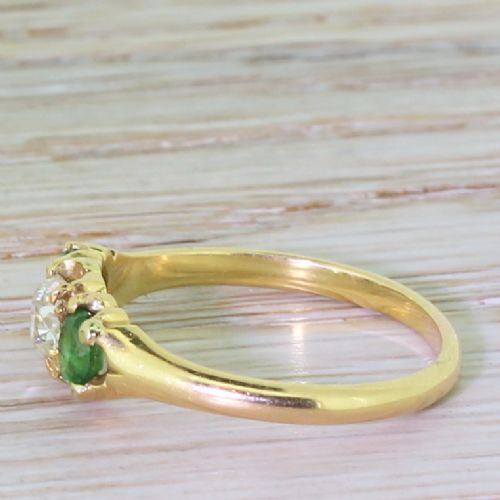 fig 2. Victorian Old Cut Diamond & Demantoid Garnet Trilogy Ring, circa 1900