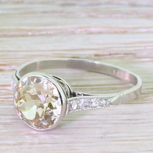 Art Deco 2.25 Carat Fancy Light Brown Old Cut Diamond Engagement Ring, Circa 1935
