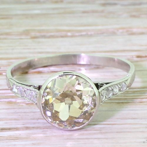 fig 1. Art Deco 2.25 Carat Fancy Light Brown Old Cut Diamond Engagement Ring, circa 1935