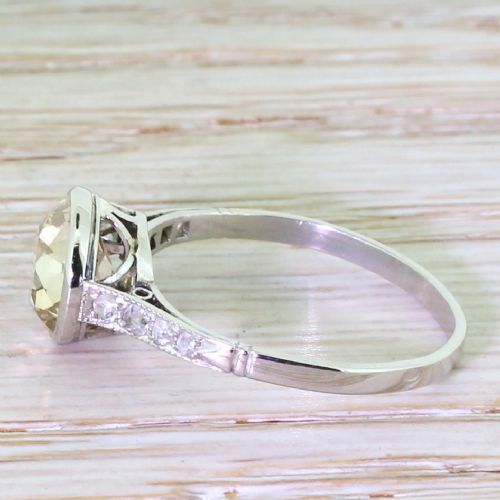 fig 2. Art Deco 2.25 Carat Fancy Light Brown Old Cut Diamond Engagement Ring, circa 1935