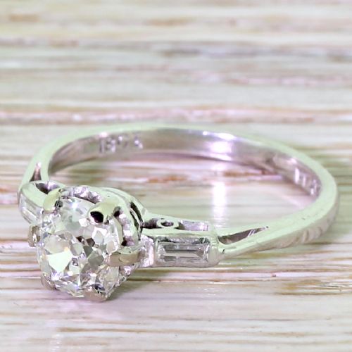 Art Deco 0.98 Carat Old Cut Diamond Engagement Ring, Circa 1930
