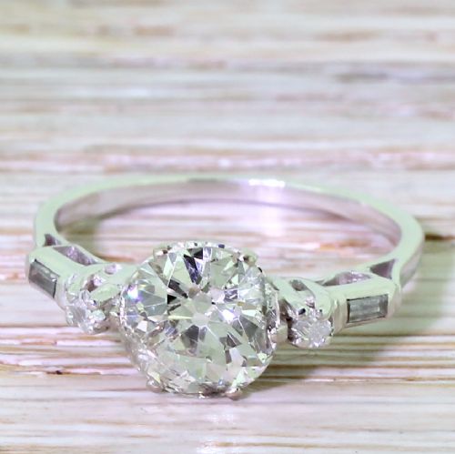 fig 1. Art Deco 1.80 Carat Old Cut Diamond Engagement Ring, circa 1925