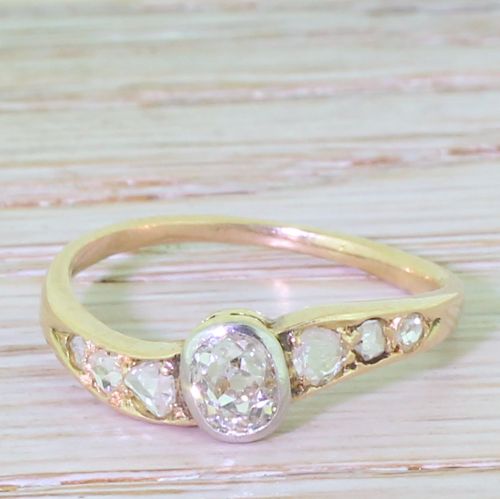 fig 1. Edwardian 0.50 Carat Old Cut Diamond “Curve” Engagement Ring, circa 1910