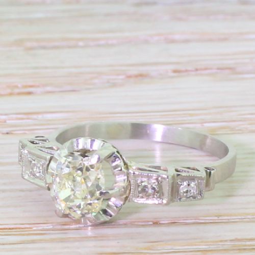 Art Deco 1.07 Carat Old Cut Diamond Engagement Ring, Circa 1930
