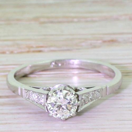 fig 1. Art Deco 0.45 Carat Old European Cut Diamond Engagement Ring, circa 1930