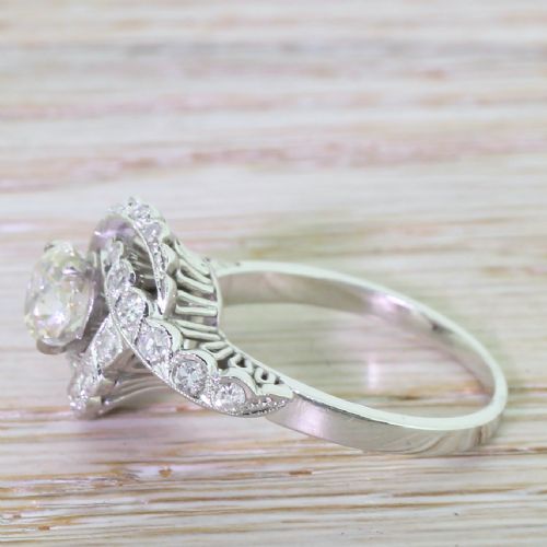 fig 2. Art Deco 1.21 Carat Old Cut Diamond “Swirl” Engagement Ring, circa 1940