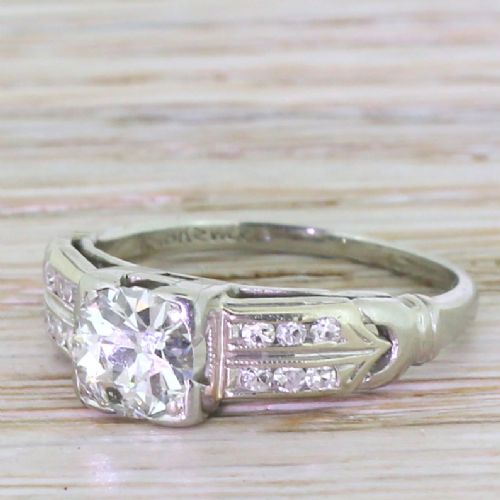 Art Deco 0.70 Carat Old European Cut Diamond Engagement Ring, Circa 1930
