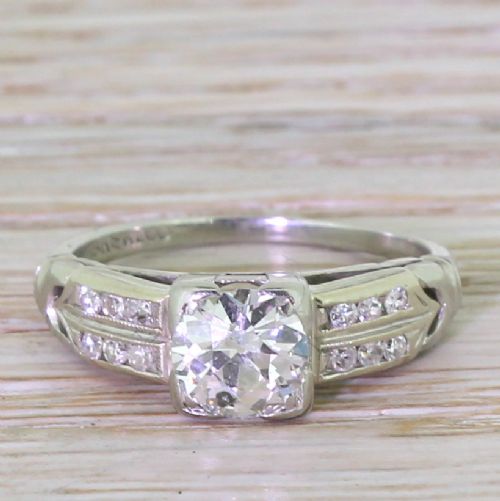 fig 1. Art Deco 0.70 Carat Old European Cut Diamond Engagement Ring, circa 1930