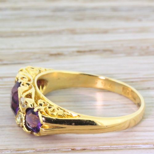 fig 2. Victorian 1.35 Carat Amethyst & Old Cut Diamond Trilogy Ring, circa 1900