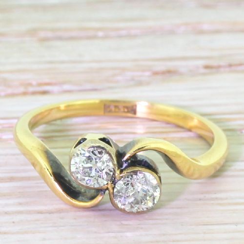 fig 1. Art Deco 0.60 Carat Old Cut Diamond Crossover Ring, circa 1920