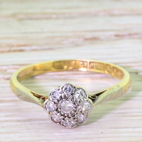 fig 1. Art Deco 0.20 Carat Old Cut Diamond Daisy Cluster Ring, dated 1925