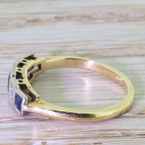 fig 2. Art Deco Step-Cut Sapphire & Diamond Five Stone Ring, circa 1935
