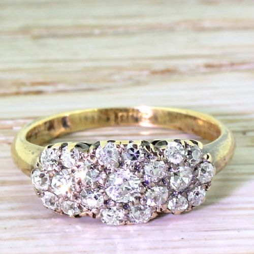 fig 1. Victorian 0.56 Carat Old Cut Diamond Triple Daisy Cluster Ring, circa 1890