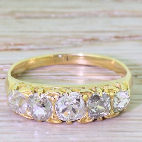 fig 1. Edwardian 1.20 Carat Old Cut Diamond Five Stone Diamond Ring, circa 1910