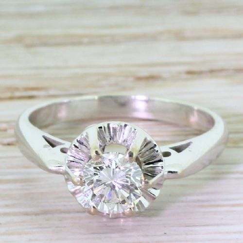 fig 1. Mid Century 0.72 Transitional Cut Diamond Engagement Ring, circa 1950