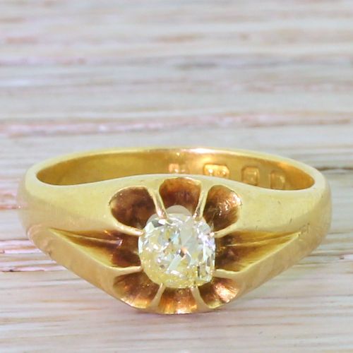 fig 1. Victorian 0.45 Carat Fancy Light Yellow Old Cut Diamond Solitaire Ring, dated 1879