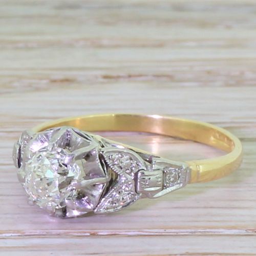Art Deco 0.66 Carat Old Cut Diamond Engagement Ring, Circa 1920
