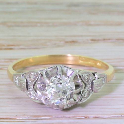 fig 1. Art Deco 0.66 Carat Old Cut Diamond Engagement Ring, circa 1920