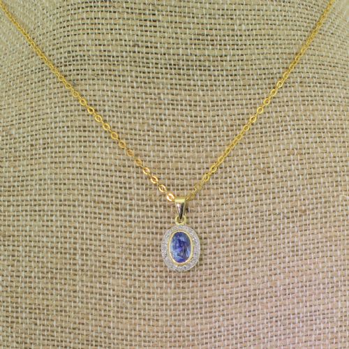 fig 1. Edwardian 1.75 Carat Blue Sapphire & Old Cut Diamond Pendant, circa 1910