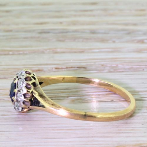 fig 2. Victorian 0.30 Carat Sapphire & Old Cut Diamond Cluster Ring, circa 1900