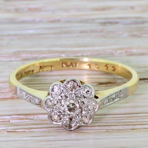 fig 1. Art Deco 0.27 Carat Old Cut Diamond Daisy Cluster Ring, circa 1925