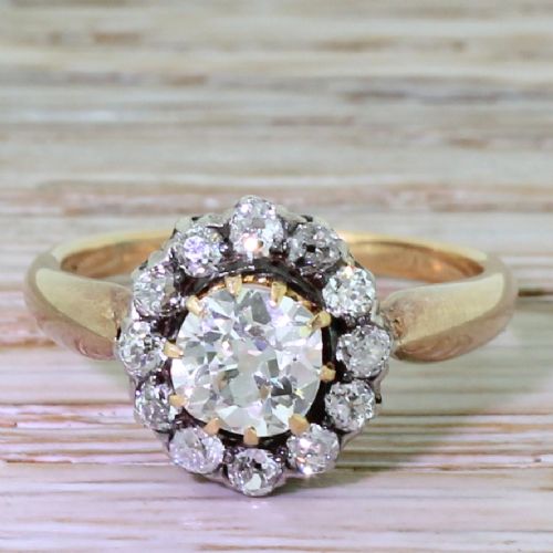 fig 1. Victorian 1.40 Carat Old Cut Diamond Target Cluster Ring, circa 1880