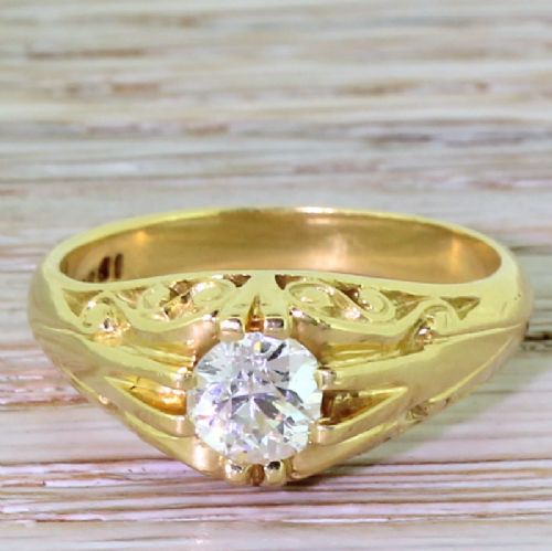 fig 1. Victorian 0.60 Carat Old Cut Diamond Ornate “Gypsy” Ring, circa 1900
