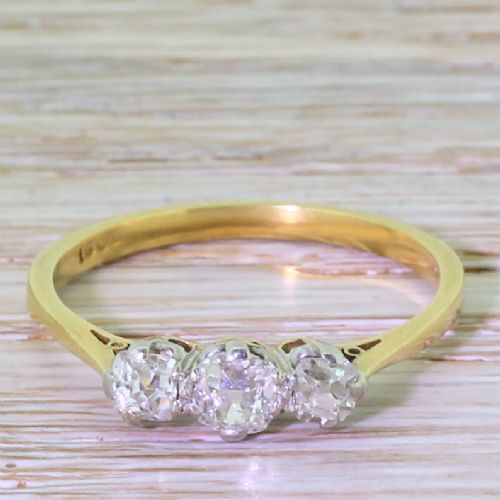 fig 1. Edwardian 0.70 Carat Old Cut Diamond Trilogy Ring, circa 1905