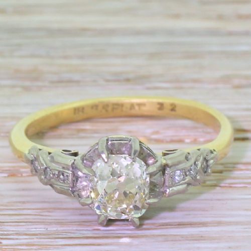 fig 1. Edwardian 1.05 Carat Old Cut Diamond Engagement Ring, circa 1910