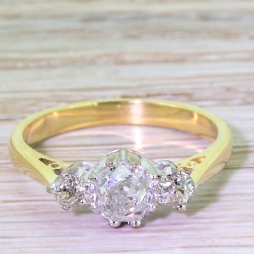 fig 1. Art Deco 1.15 Carat Old Cut Diamond Trilogy Ring, circa 1935