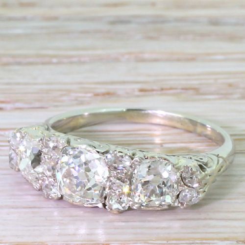 Early 20th Century 3.00 Carat Old Cut Diamond Trilogy Ring, Circa 1930
