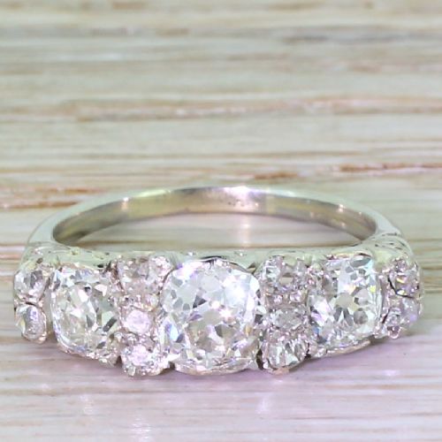 fig 1. Early 20th Century 3.00 Carat Old Cut Diamond Trilogy Ring, circa 1930