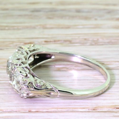 fig 2. Early 20th Century 3.00 Carat Old Cut Diamond Trilogy Ring, circa 1930